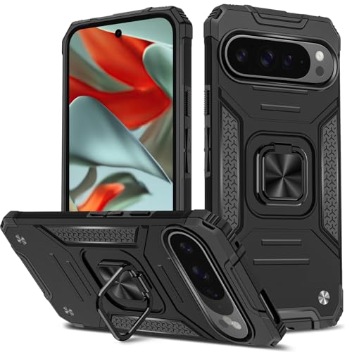 Btstring Hülle kompatibel mit Google Pixel 9 Pro XL, Militär Standard Stoßfest Handyhülle Case Hybrid Metall Ring Halter Schutzhülle Handy Hüllen Cover -Schwarz Btstring Hülle kompatibel mit Google Pixel 9 Pro XL, Militär Standard Stoßfest Handyhülle Case Hybrid Metall Ring Halter Schutzhülle Handy Hüllen Cover -Schwarz von Btstring