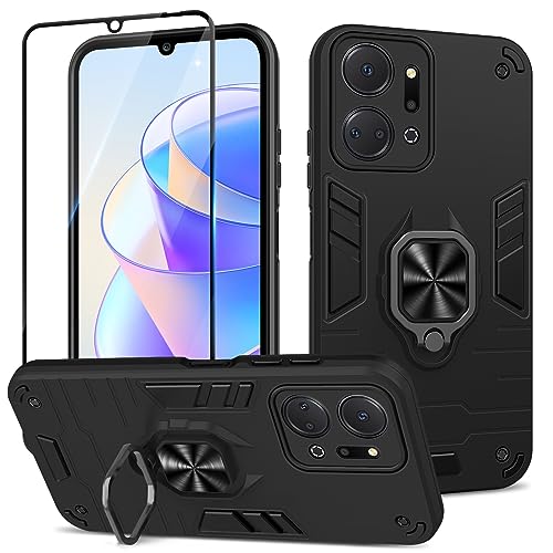 Btstring Hülle kompatibel mit Honor X7a mit Schutzfolie, Militär Standard Stoßfest Handyhülle Case Hybrid Metall Ring Halter Schutzhülle Handy Hüllen Cover- Schwarz Btstring Hülle kompatibel mit Honor X7a mit Schutzfolie, Militär Standard Stoßfest Handyhülle Case Hybrid Metall Ring Halter Schutzhülle Handy Hüllen Cover- Schwarz von Btstring