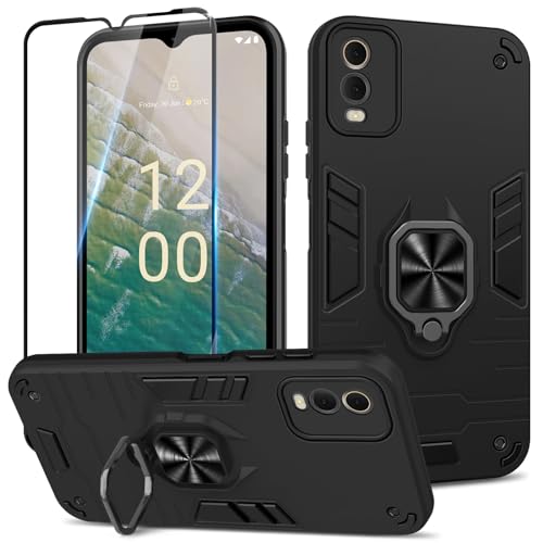 Btstring Hülle kompatibel mit Nokia C32 mit Schutzfolie, Militär Standard Stoßfest Handyhülle Case Hybrid Metall Ring Halter Schutzhülle Handy Hüllen Cover -Schwarz Btstring Hülle kompatibel mit Nokia C32 mit Schutzfolie, Militär Standard Stoßfest Handyhülle Case Hybrid Metall Ring Halter Schutzhülle Handy Hüllen Cover -Schwarz von Btstring