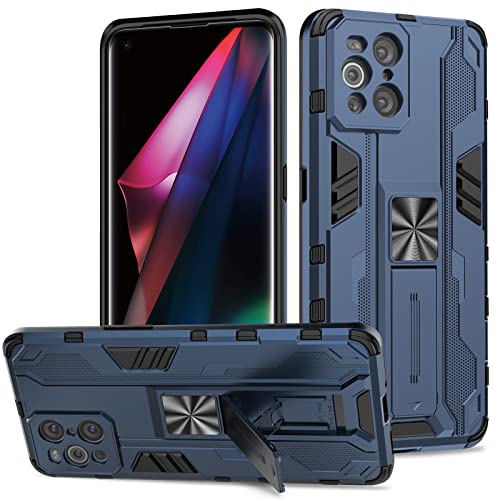 Btstring Hülle kompatibel mit Oppo Find X3/ Oppo Find X3 Pro, Militär Standard Cover Case Standfunktion Handy Hüllen -Blau von Btstring