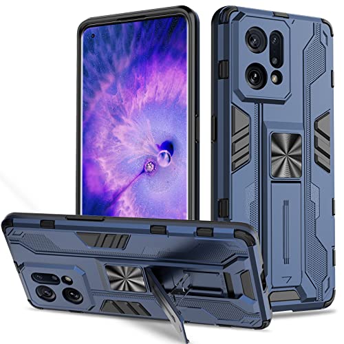 Btstring Hülle kompatibel mit Oppo Find X5, Militär Standard Cover Case Standfunktion Handy Hüllen -Blau von Btstring