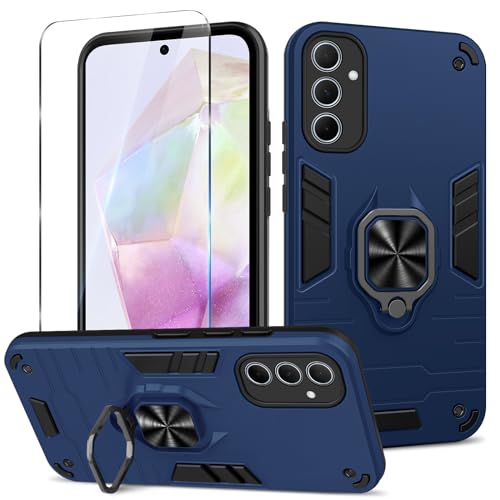 Btstring Hülle kompatibel mit Samsung Galaxy A35 mit Schutzfolie, Militär Standard Stoßfest Handyhülle Case Hybrid Metall Ring Halter Schutzhülle Handy Hüllen Cover- Blau Btstring Hülle kompatibel mit Samsung Galaxy A35 mit Schutzfolie, Militär Standard Stoßfest Handyhülle Case Hybrid Metall Ring Halter Schutzhülle Handy Hüllen Cover- Blau von Btstring