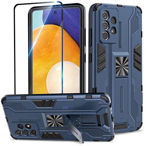 Btstring Hülle kompatibel mit Samsung Galaxy A52 4G /5G /A52S 5G mit Schutzfolie, Militär Standard Cover Case Standfunktion Handy Hüllen -Blau von Btstring