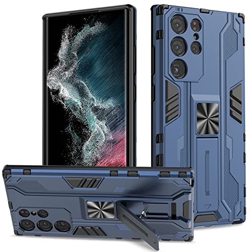 Btstring Hülle kompatibel mit Samsung Galaxy S22 Ultra 5G, Militär Standard Cover Case Standfunktion Handy Hüllen -Blau von Btstring