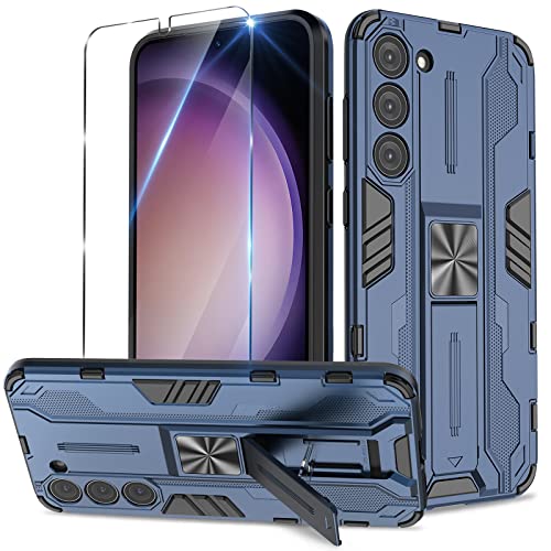 Btstring Hülle kompatibel mit Samsung Galaxy S23 Plus 5G mit Schutzfolie, Militär Standard Cover Case Standfunktion Handy Hüllen -Blau von Btstring