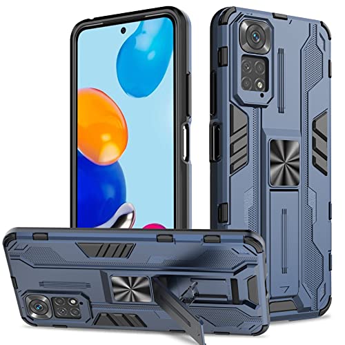 Btstring Hülle kompatibel mit Xiaomi Redmi Note 11 /Note 11S, Militär Standard Cover Case Standfunktion Handy Hüllen -Blau von Btstring