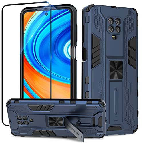 Btstring Hülle kompatibel mit Xiaomi Redmi Note 9S /Redmi Note 9 Pro mit Schutzfolie, Militär Standard Cover Case Standfunktion Handy Hüllen - Blau von Btstring