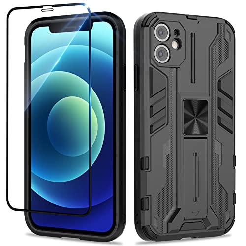 Btstring Hülle kompatibel mit iPhone 12 mit Schutzfolie, Militär Standard Cover Case Standfunktion Handy Hüllen Schwarz Btstring Hülle kompatibel mit iPhone 12 mit Schutzfolie, Militär Standard Cover Case Standfunktion Handy Hüllen Schwarz von Btstring