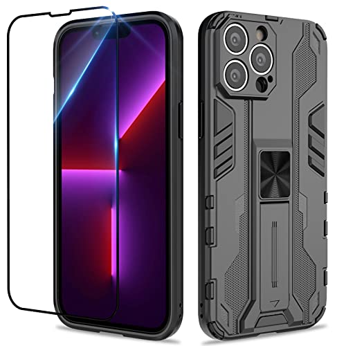 Btstring Hülle für iPhone 13 Pro Max mit Panzer Schutz Glas, Militär Standard Cover Case Standfunktion Handy Hüllen- Schwarz Btstring Hülle für iPhone 13 Pro Max mit Panzer Schutz Glas, Militär Standard Cover Case Standfunktion Handy Hüllen- Schwarz von Btstring