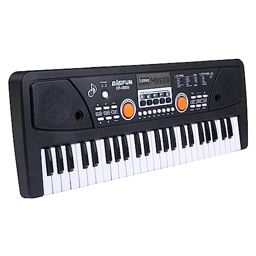 Btuty 49 Tasten USB Elektronisches Orgel E-Piano mit Mikrofon Schwarz Digitale Musik Elektronische Tastatur Eingebaute Stereo-Lautsprecher mit 16 Tönen 8 Rhythmen 6 Demo-Songs 5 Percussion Geschenk von Btuty