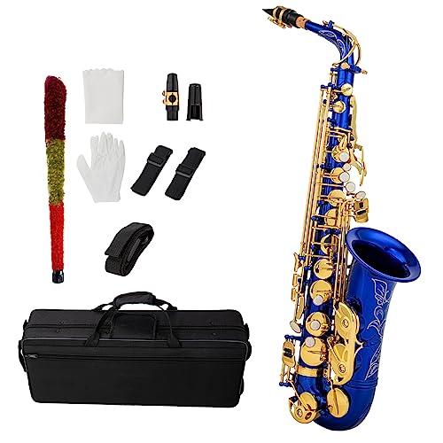 Btuty Eb Alt-Saxophon Messing E Flat Sax 802 Schlüsseltyp Holzblasinstrument mit Reinigungsstab Stoffhandschuhe Gurt Gepolsterte Hülle von Btuty