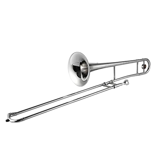 Btuty Silberne Trompete Altposaune Messing Bb Tone B Flaches Blasinstrument mit Cupronickel Mundstück Reinigungsstab Etui von Btuty