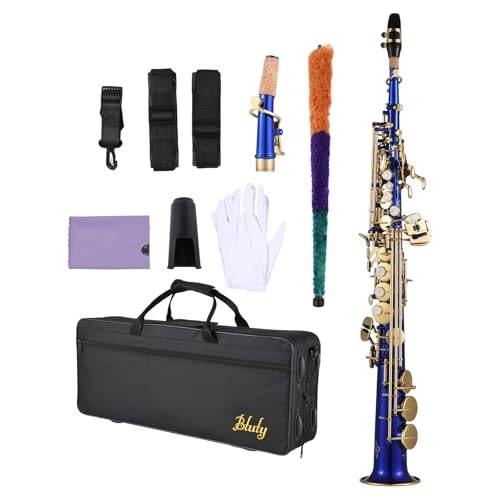 Btuty bb B Saxophon aus Messing, goldlackiert, Blasinstrument aus Holz, natürliche Gehäuse-Tasten, Sopran-Saxophon mit Reinigungsbürste, Tuch, Handschuhe, gepolsterter Gurt, Etui Btuty bb B Saxophon aus Messing, goldlackiert, Blasinstrument aus Holz, natürliche Gehäuse-Tasten, Sopran-Saxophon mit Reinigungsbürste, Tuch, Handschuhe, gepolsterter Gurt, Etui von Btuty