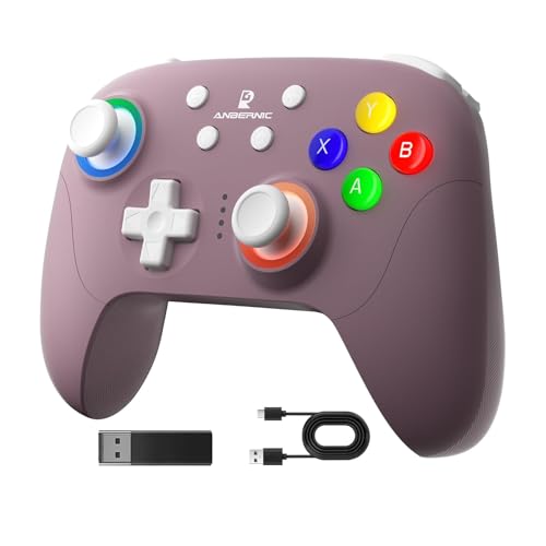 BuLuHAHA RG P01 Controller für PC Android IOS Steam Switch Gamepad Bluetooth RGB Hall Effect Joystick XBOX Game Controller ANBERNIC RG P01 mit Gyroscope Dual Vibration Dauerfeuer funktion (lila) von BuLuHAHA