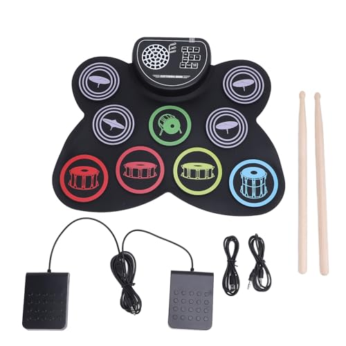 Elektronischer Drum -Set, 9 Drum -Übungskissen, wiederaufladbare tragbare Roll -Up -Drum -Pad -Kit mit Pedalen Drumsticks Dual Lautsprecher Drum Percussion Instrumente Elektronischer Drum -Set, 9 Drum -Übungskissen, wiederaufladbare tragbare Roll -Up -Drum -Pad -Kit mit Pedalen Drumsticks Dual Lautsprecher Drum Percussion Instrumente von Buachois