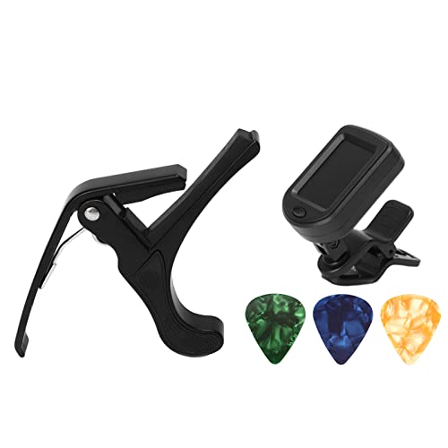 Gitarren-Zubehör-Set Mit Gitarren-Stimmgerät, Gitarren-Kapodaster, 3 Gitarren-Plektren, LED-Display, Klare Hintergrundbeleuchtung, Gitarren-Zubehör-Tuner-Set Für Gitarre, Bass, Ukulele von Buachois