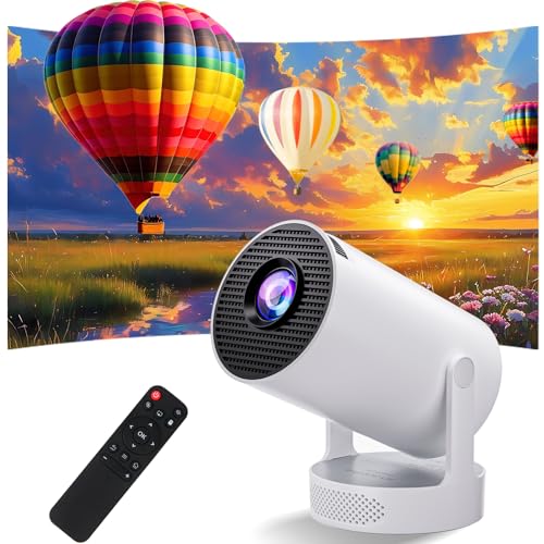 Smart Mini Beamer, tragbarer Hi-Fi Projektor mit 4K 1080P Unterstützung, WiFi 6 und Bluetooth 5.0 Mini Projektor, 280 ANSI Lumen, Auto Keystone Projektor für Schlafzimmer (Weiß) von Buba Toys