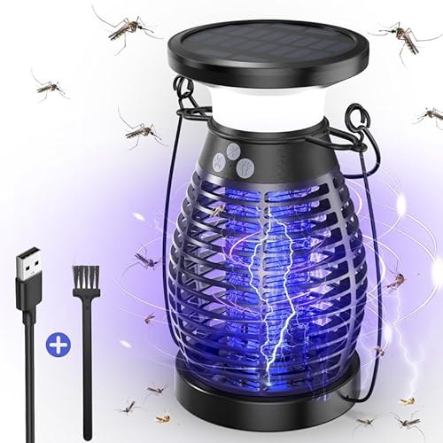Solar Insektenvernichter Elektrisch, 4200V UV-Insektenfalle, 4000mAh USB Wiederaufladbar Mückenfalle Mückenlampe IP66 Wasserdicht Elektrische Fliegenfalle für Garten Innen und Aussen, Lila Solar Insektenvernichter Elektrisch, 4200V UV-Insektenfalle, 4000mAh USB Wiederaufladbar Mückenfalle Mückenlampe IP66 Wasserdicht Elektrische Fliegenfalle für Garten Innen und Aussen, Lila von Bubbacare