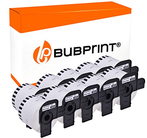 Bubprint 10 Etikettenrollen kompatibel als Ersatz für Brother DK-44205 DK 44205 für P-Touch QL-500 QL-560 QL-570 QL-580N QL-650TD QL-700 QL-710W QL-1050 62mm von Bubprint