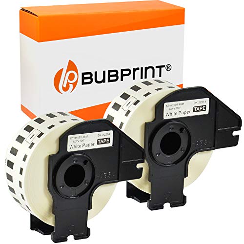 Bubprint 2 Etiketten kompatibel als Ersatz für Brother DK-22214 für P-Touch QL1050 QL1060N QL500 QL500BW QL550 QL560 QL570 QL580N QL700 QL710W QL720NW QL810W von Bubprint