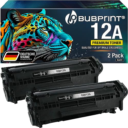 Bubprint 2 Toner kompatibel als Ersatz für HP 12A Q2612A für Laserjet 1010 1012 1015 1018 1020 1022 1022N 1022NW 3015 3020 3030 3050 3052 3055 M1005 M1319F MFP LBP2900 Schwarz von Bubprint