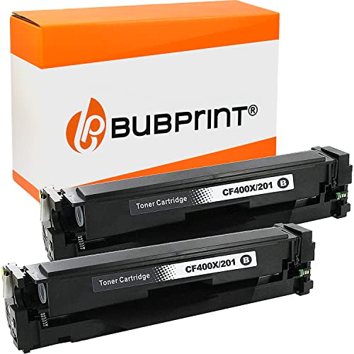 Bubprint 2 Toner kompatibel als Ersatz für HP CF400X 201A 201X für Color Laserjet MFP M277DW M277N M270 M252DW M252N M250 M274DN M274N M270 Schwarz Black Set von Bubprint