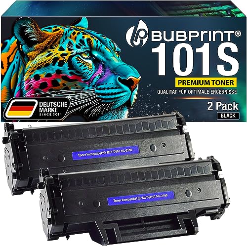 Bubprint 2 Toner kompatibel als Ersatz für Samsung MLT-D101S für ML-2160 ML-2165 ML-2165W ML-2168 SCX-3400 SCX-3400F SCX-3405 SCX-3405FW SCX-3405F SCX-3405W SF760P Schwarz von Bubprint