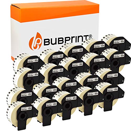 Bubprint 20 Etiketten kompatibel als Ersatz für Brother DK-22225 für P-Touch QL1050 QL1060N QL500BW QL550 QL560 QL570 QL580N QL700 QL710W QL720NW QL800 QL810W von Bubprint
