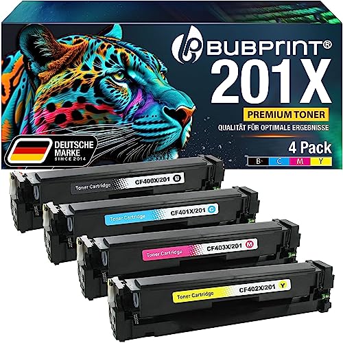 Bubprint 201X 4 Tonerkartuschen kompatibel als Ersatz für HP 201A 201X Toner für HP Color Laserjet Pro MFP M277dw M277n M274n M274dn M252dw M252n M277 M270 CF400X CF400A CF401X CF402X CF403X von Bubprint