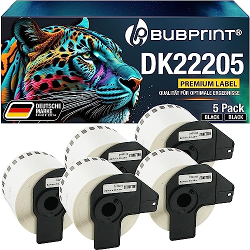 Bubprint 22205 5 Etiketten kompatibel als Ersatz für Brother DK-22205 für P-Touch QL-1110NWB QL800 QL700 QL570 QL-820NWB QL-810W QL710 QL600 QL500 QL1100 QL710W QL720NW QL560 QL1050 QL1060 QL550 Bubprint 22205 5 Etiketten kompatibel als Ersatz für Brother DK-22205 für P-Touch QL-1110NWB QL800 QL700 QL570 QL-820NWB QL-810W QL710 QL600 QL500 QL1100 QL710W QL720NW QL560 QL1050 QL1060 QL550 von Bubprint