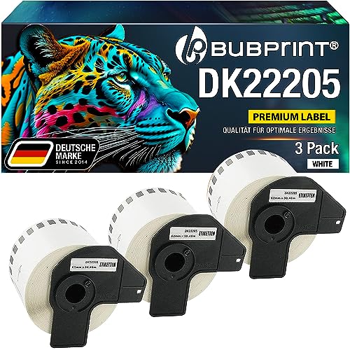 Bubprint Kompatibel 3 Etiketten als Ersatz für Brother DK-22205 für P-Touch QL-1110NWB QL800 QL700 QL570 QL-820NWB QL-810W QL710 QL600 QL500 QL1100 QL710W QL720NW QL560 QL1050 QL1060 QL550 Bubprint Kompatibel 3 Etiketten als Ersatz für Brother DK-22205 für P-Touch QL-1110NWB QL800 QL700 QL570 QL-820NWB QL-810W QL710 QL600 QL500 QL1100 QL710W QL720NW QL560 QL1050 QL1060 QL550 von Bubprint