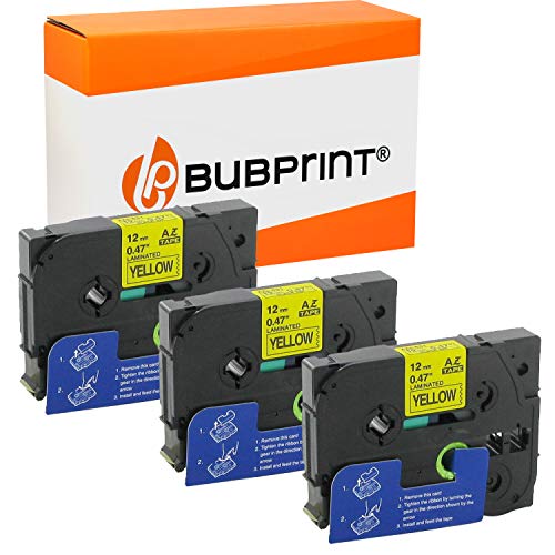 Bubprint 3 Schriftbänder kompatibel als Ersatz für Brother TZE-631 TZE 631 für P-Touch 1280 2430PC 2730VP 3600 9500PC 9700PC D400VP D600VP H100LB H105 P700 P750W Schwarz auf Gelb von Bubprint