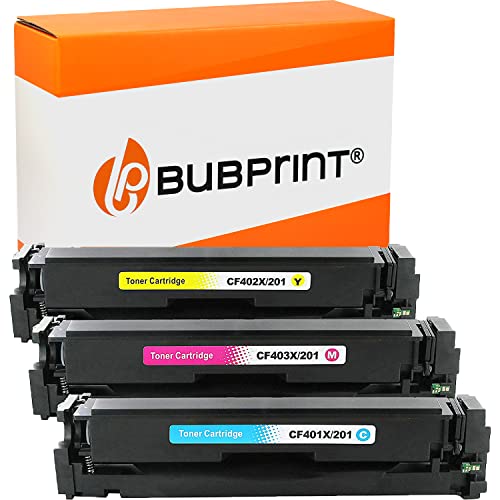 Bubprint 3 Toner kompatibel als Ersatz für HP CF401X CF402X CF403X 201A 201X für Color Laserjet MFP M277DW M277N M270 M252DW M252N M274DN M274N CMY Multipack von Bubprint