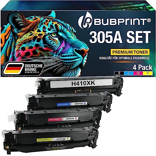 Bubprint 4 Toner kompatibel als Ersatz für HP 305X für Laserjet Pro 400 Color M451dn M451dw M451nw MFP M475dn M475dw Pro 300 Color M351A MFP M375nw CE410X CE411A CE412A CE413A Multipack von Bubprint