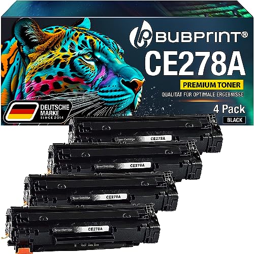 Bubprint 4 Toner kompatibel als Ersatz für HP CE278A 78A für Laserjet Pro M1536DNF M1537DNF M1538DNF M1539DNF MFP P1566 P1600 P1606DN P1607DN P1608DN P1609DN Schwarz von Bubprint