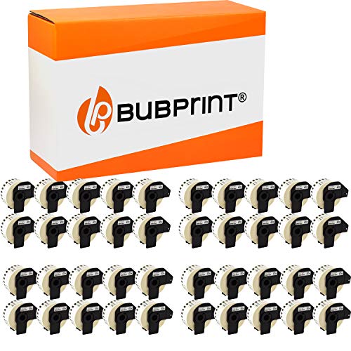 Bubprint 40 Etiketten kompatibel als Ersatz für Brother DK-22225 für P-Touch QL1050 QL1060N QL500BW QL550 QL560 QL570 QL580N QL700 QL710W QL720NW QL800 QL810W von Bubprint