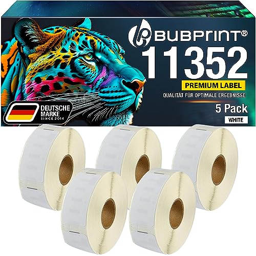 Bubprint 5 Etiketten kompatibel als Ersatz für Dymo 11352 S0722520 für Labelwriter 310 320 330 Turbo 400 Twin Turbo Duo 450 Twin Turbo Duo SE450 25 mm x 54 mm von Bubprint