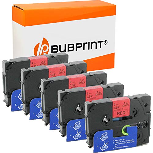Bubprint 5 Schriftbänder kompatibel als Ersatz für Brother TZE-421 TZE 421 für P-Touch 1280 2430PC 2730VP 3600 9500PC 9700PC D400VP D600VP H100LB H105 P700 P750W Schwarz auf Rot von Bubprint
