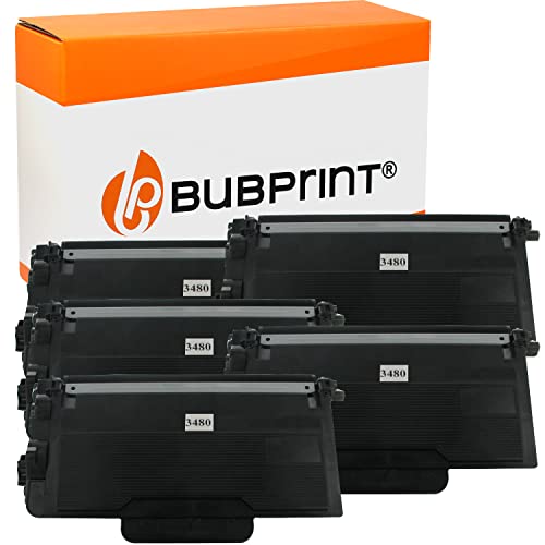 Bubprint 5 Toner kompatibel als Ersatz für Brother TN3480 für HL-L5100DN HL-L5100DNT HL-L5100DNTT MFC-L5750DW HL-L5200DW HL-L5000D MFC-L5700DN HL-L6400DWT DCP-L5500DN HL-L6300DW MFC-L6800DW von Bubprint