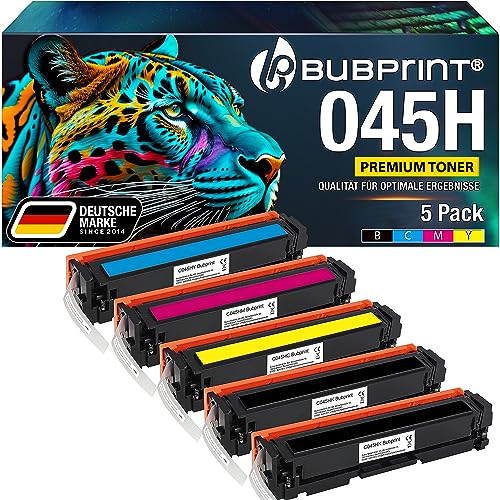 Bubprint 5 Toner kompatibel als Ersatz für Canon 045H 045 H i-Sensys LBP611CN LBP612CDW LBP613CDW LBP613CW MF631CN MF632CDW MF633CDW MF634CDW MF635CX Set von Bubprint
