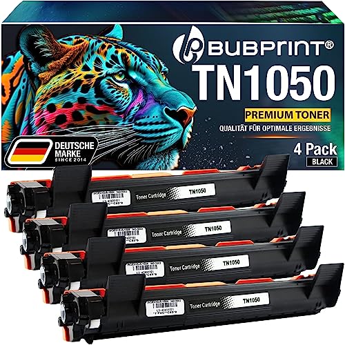 Bubprint TN 1050 4 Toner kompatibel als Ersatz für Brother TN-1050 TN1050 für HL-1110 MFC-1910W DCP-1610W MFC-1810 DCP-1612W HL-1210W HL-1212W DCP-1510 DCP-1512 HL-1112 Schwarz von Bubprint