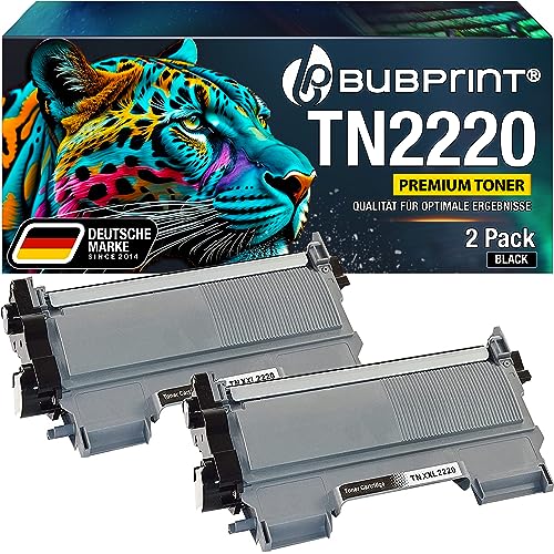 Bubprint TN 2220 2 Toner kompatibel als Ersatz für Brother TN2220 TN-2220 MFC-7360N HL-2250DN HL-2130 Fax 2840 DCP-7055 HL-2135W HL-2240 DCP-7055W MFC-7360Ne HL-2240D MFC-7460DN MFC-7860DW Schwarz von Bubprint