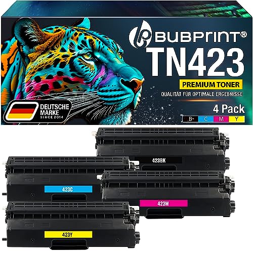 Bubprint TN 423 4 Toner kompatibel als Ersatz für Brother TN-423 TN423 für MFC-L8690CDW HL-L8260CDW DCP-L8410CDW MFC-L8900CDW HL-L8360CDW DCP-L8410CDN Schwarz Cyan Magenta Gelb Multipack von Bubprint