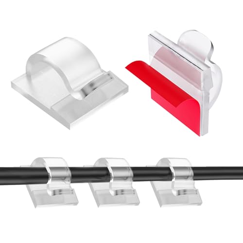 Bubuny 100 Stück Kabelhalter Selbstklebend, Mini Outdoor Kabel Clips mit Klebebändern Lichtclips, Kabelclips für Kabelmanagement, Selbstklebende Haken Draht Halter für Weihnachten Lichterketten von Bubuny