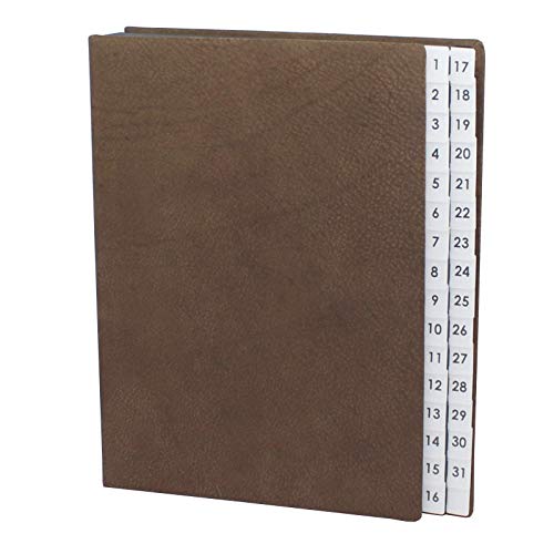 Pultordner mit Register 1-31 aus Wasserbüffel Leder in Braun von Buchbinderei Vera Donna