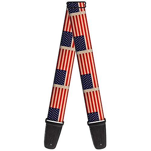 Buckle-Down GS-W30128 Gitarrengurt mit amerikanischer Flagge, verwitterte Farbwiederholung, 5 cm breit von Buckle-Down