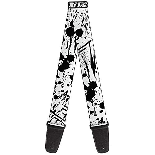 Buckle-Down Gitarrengurt – Spritzer Weiß/Schwarz – 5,1 cm breit – 73,7–137,2 cm Länge von Buckle-Down