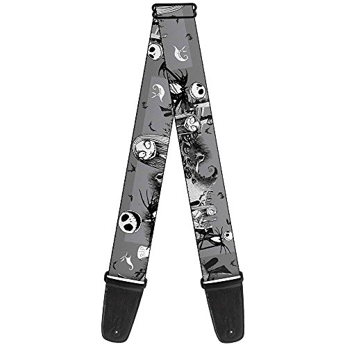 Buckle-Down GS-WDY041 Gitarrengurt Nightmare Before Christmas Jack Sally Friedhofszene Grau 5,1 cm breit 86,4-152,4 cm von Buckle-Down