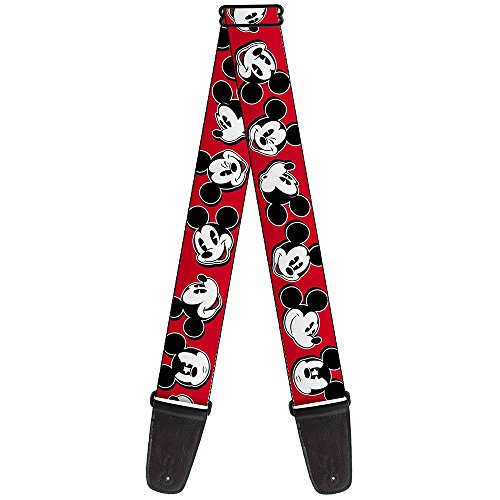Buckle-Down GS-WDY098 Gitarrengurt Mickey Mouse Expressions rot schwarz weiß 2 Zoll breit 86,4-152,4 cm von Buckle-Down