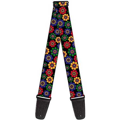 Buckle-Down Gitarrengurt – Psychedelic Daisies Schwarz/mehrfarbig – 5,1 cm breit – 73,7–137,2 cm Länge von Buckle-Down